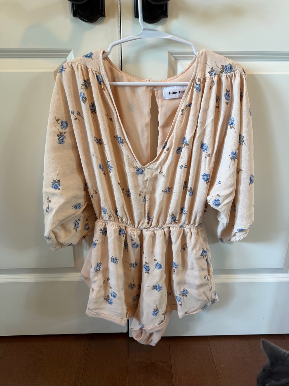 Line and dot floral romper